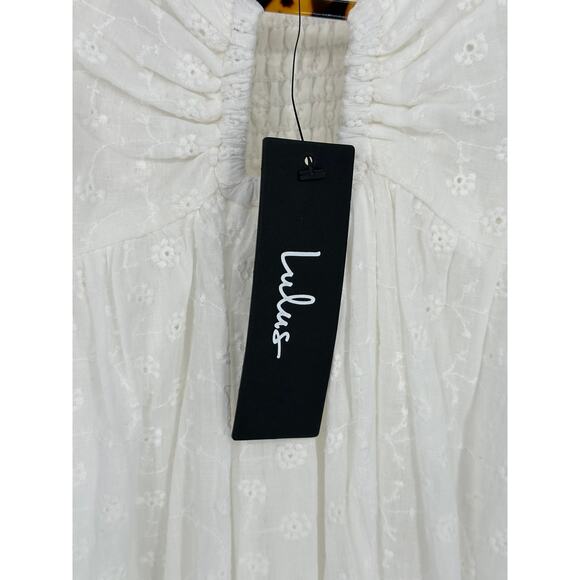 Lulus NWT Sunny Day Stunner White Eyelet Babydoll Dress S Cottagecore Graduation - Picture 6 of 10